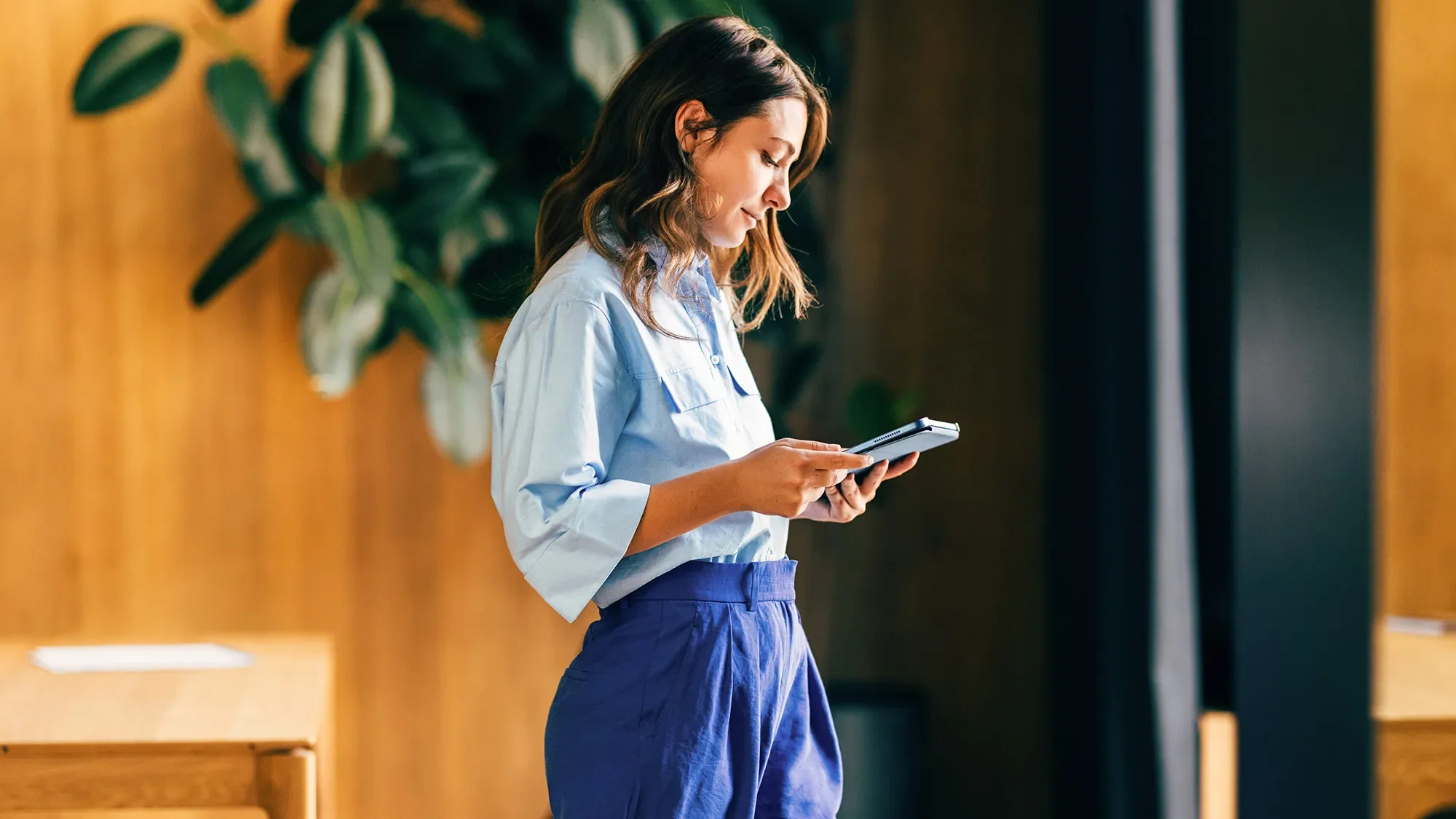 businesswoman on ipad