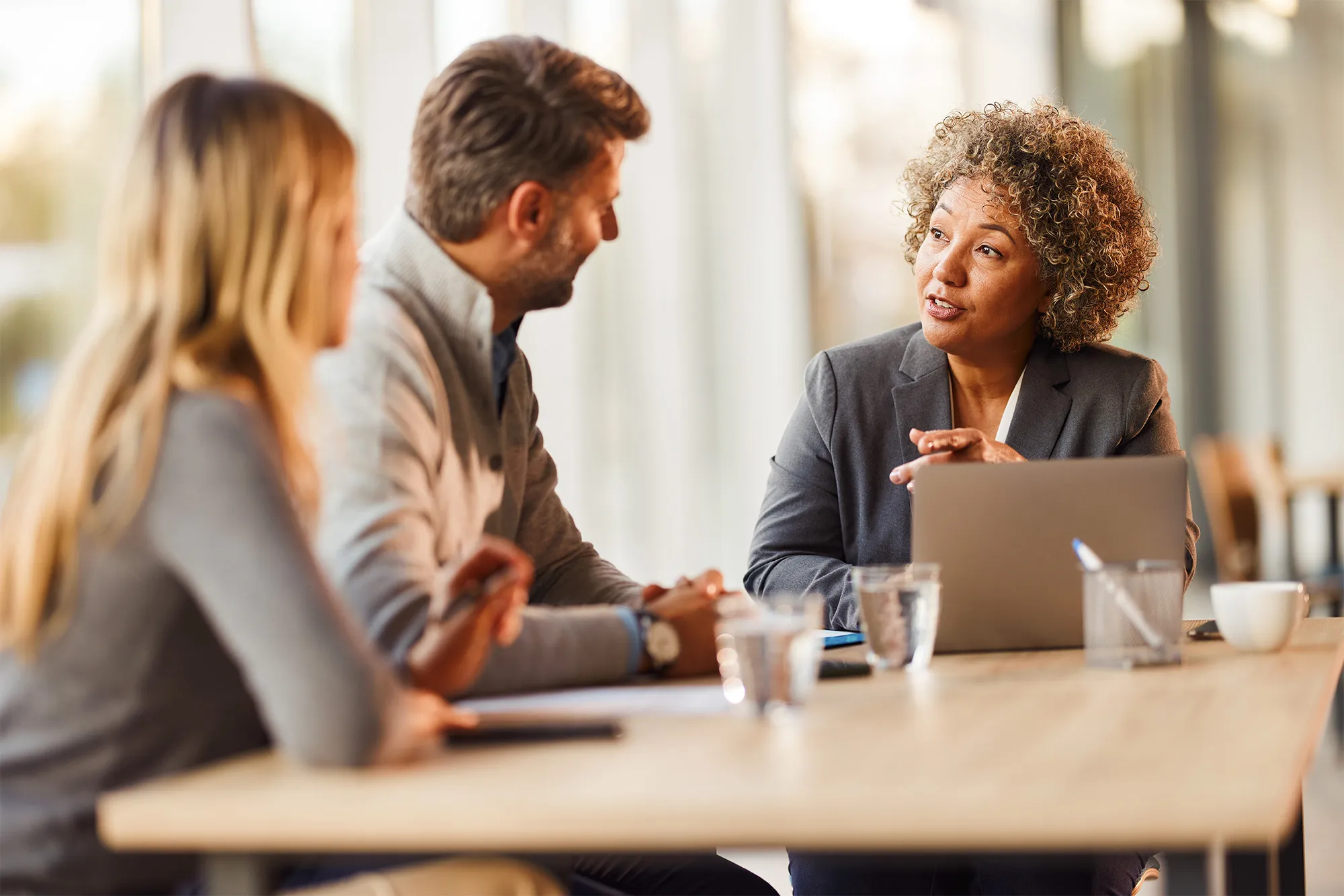 businesswomen meeting clients