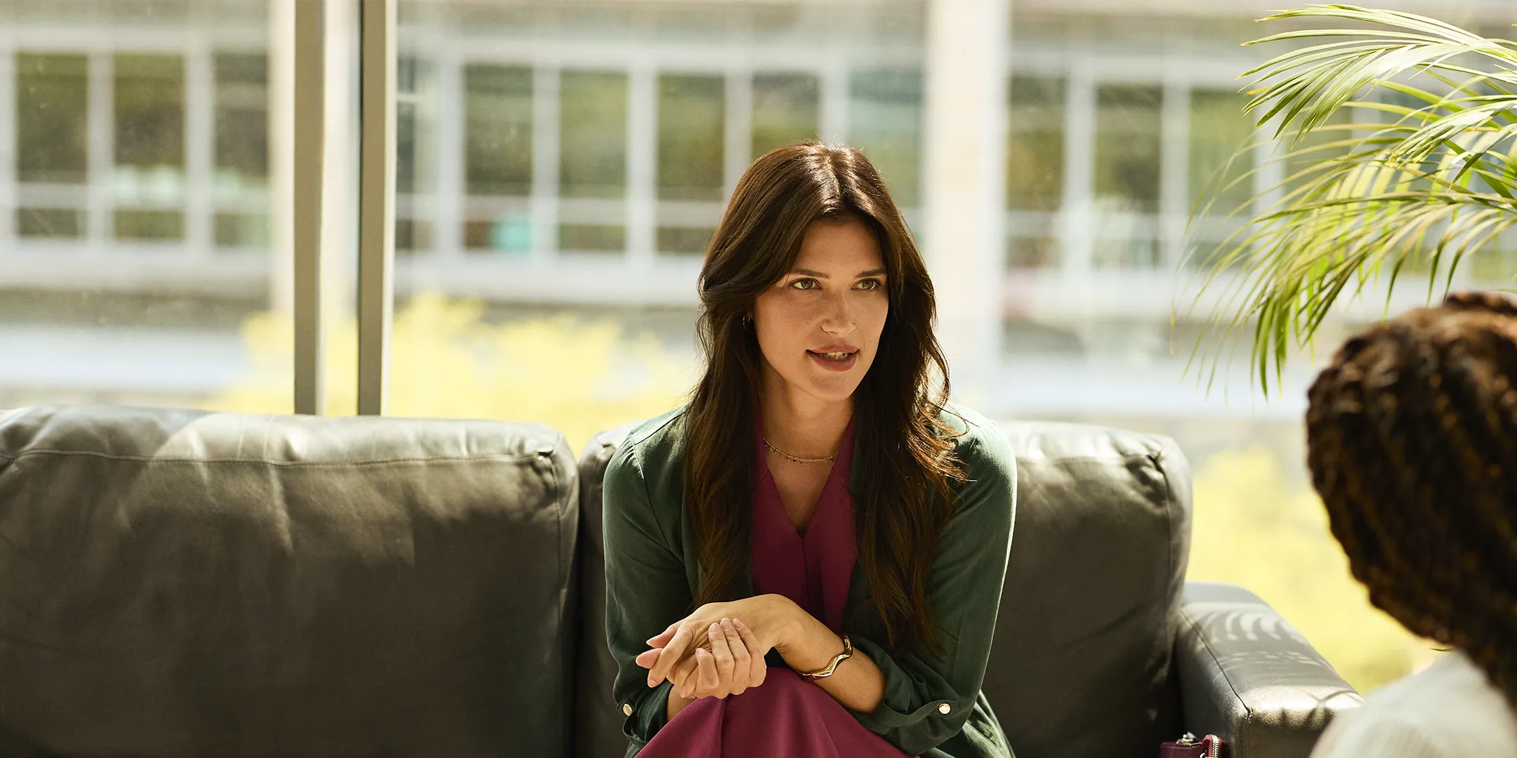 businesswomen meeting couch