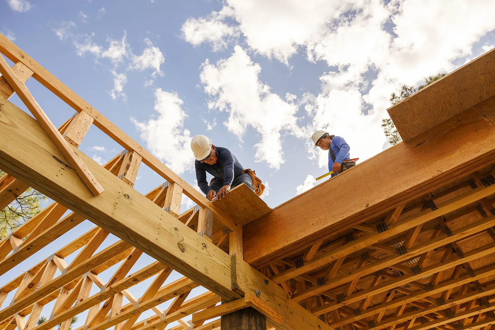 construction workers framing house