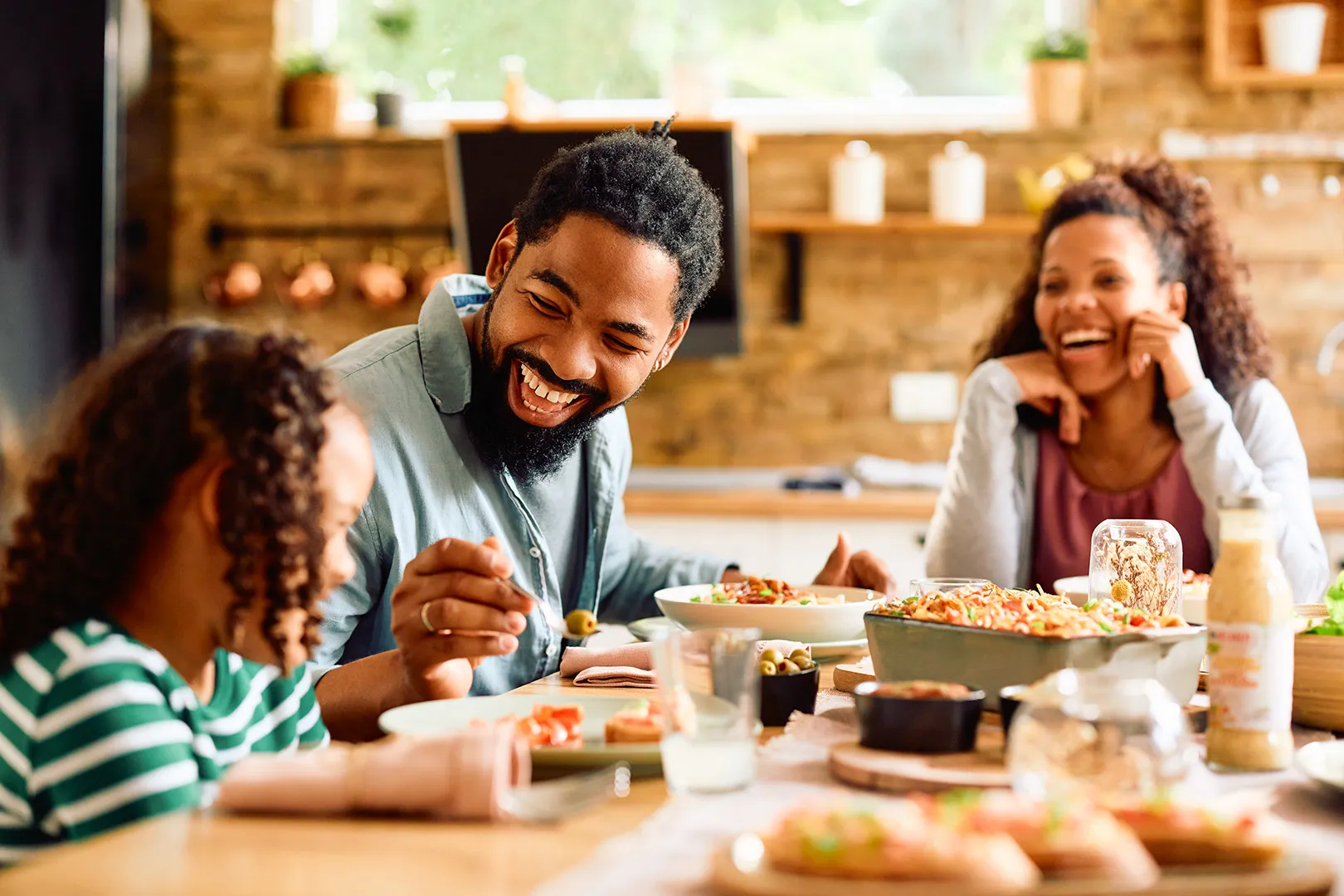 family eating dinner