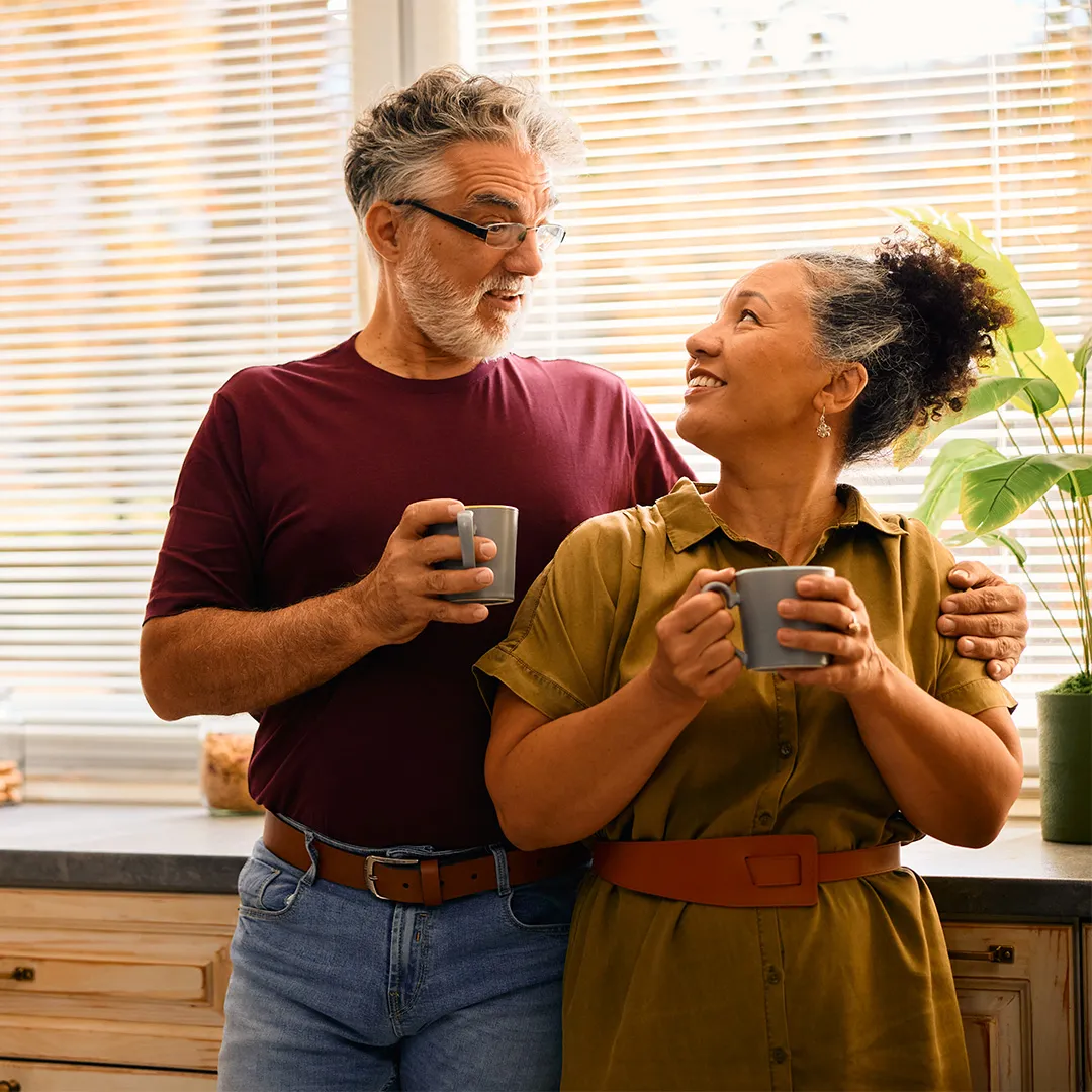 older couple drinking coffee