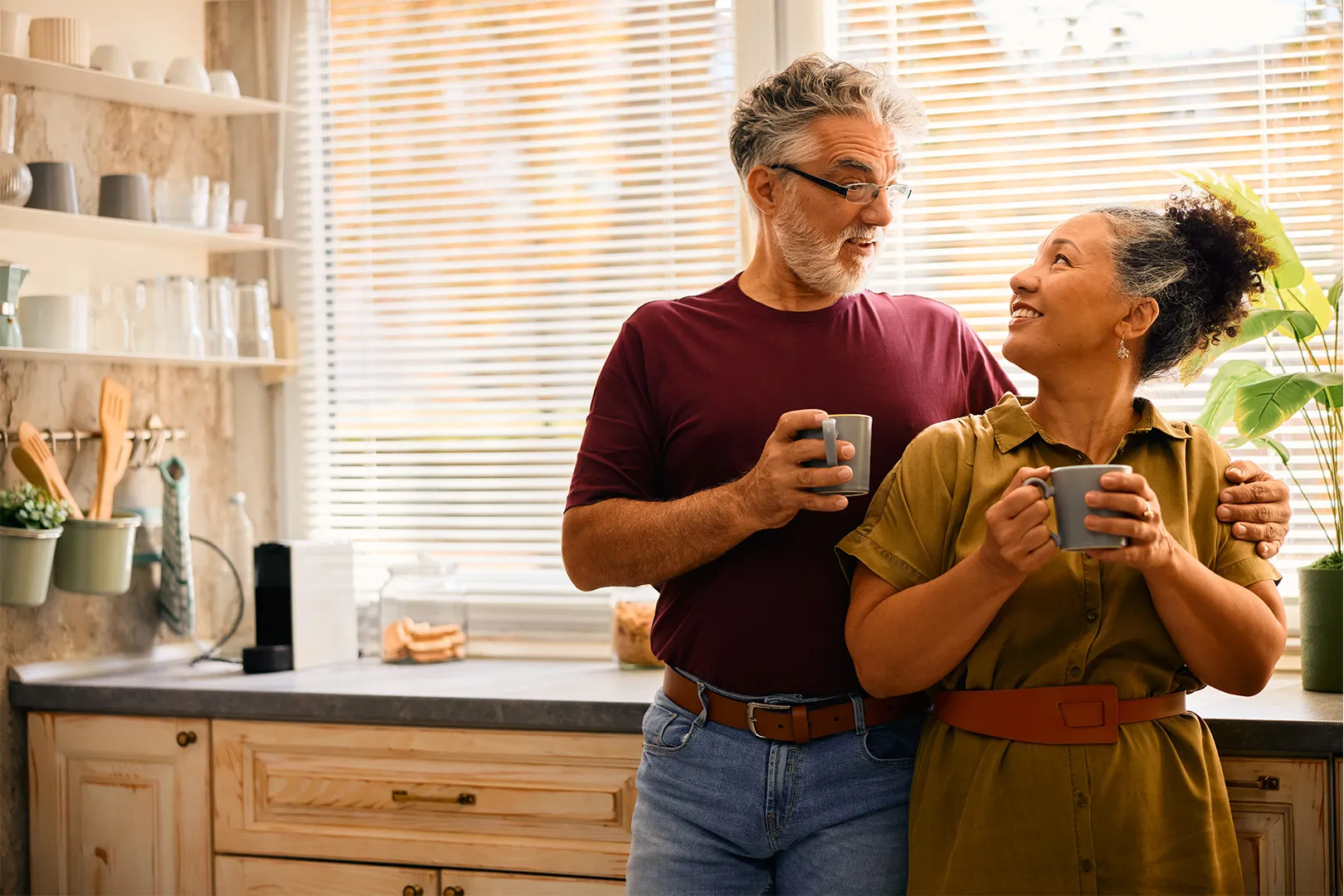 older couple drinking coffee