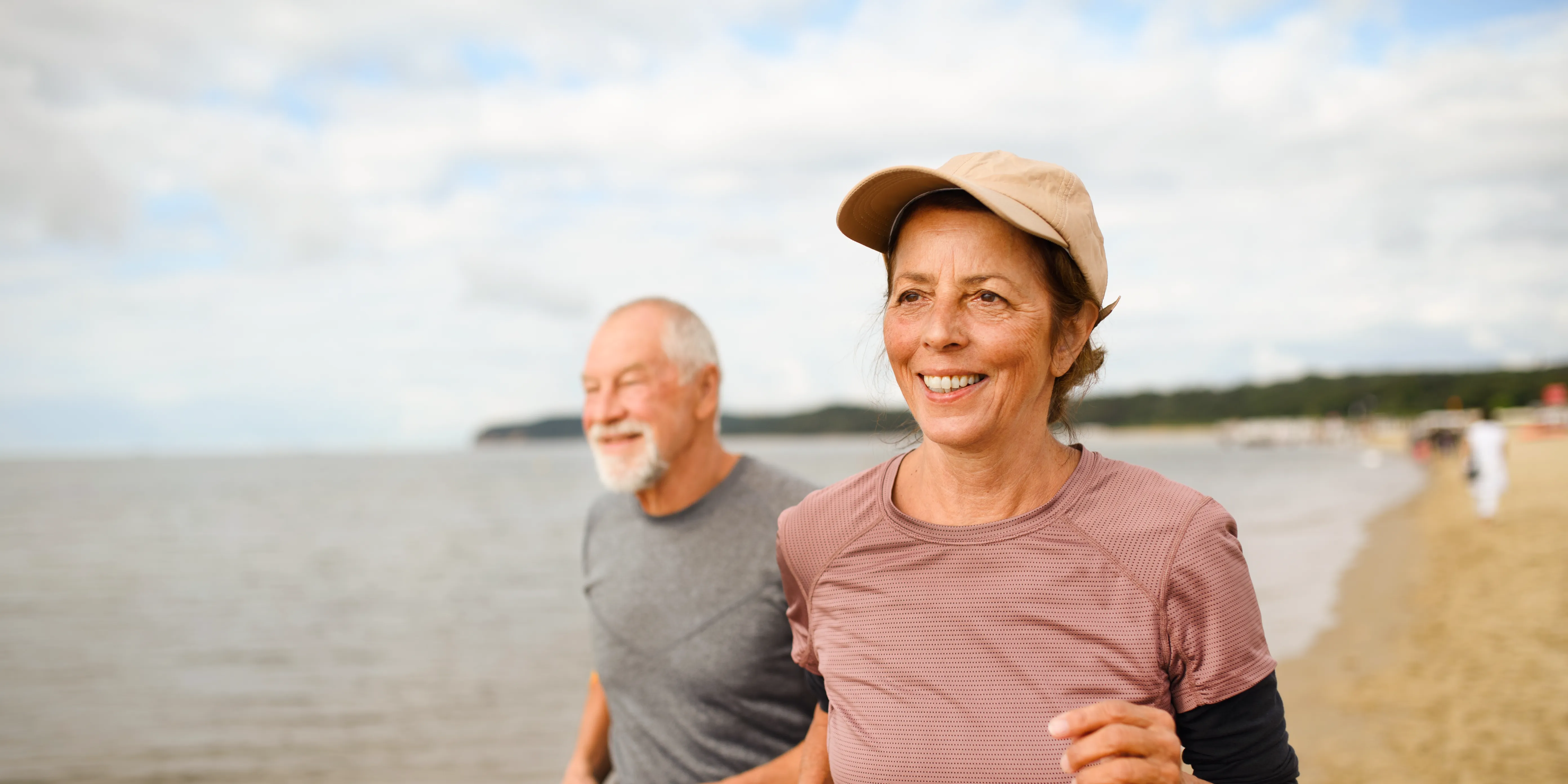 older couple running