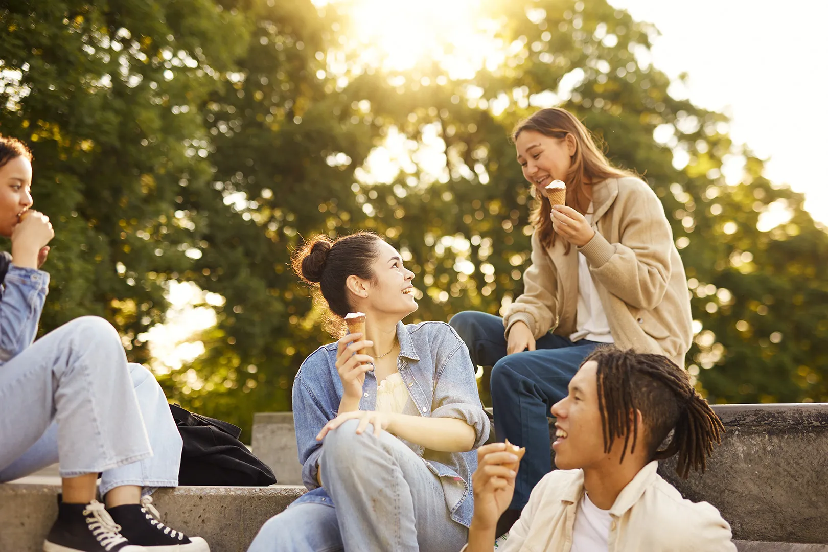 teens eating ice cream